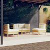 vidaXL Salon de jardin 4 pcs avec coussins cr&egrave;me Bois de pin massif