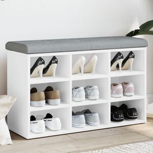 vidaXL Banc &agrave; chaussures Blanc 82x32x50 cm Bois d'ing&eacute;nierie