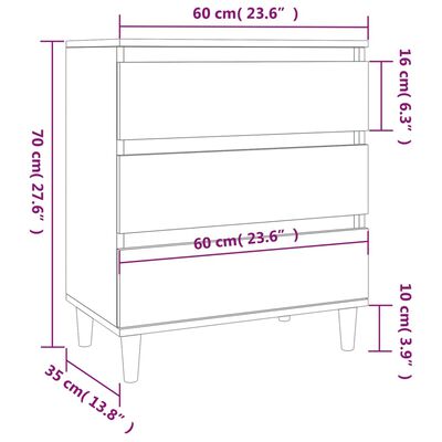 vidaXL Buffet Noir 60x35x70 cm Bois d'ingénierie