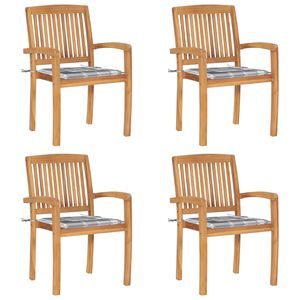 vidaXL Chaises de jardin empilables avec coussins lot de 4 Teck solide