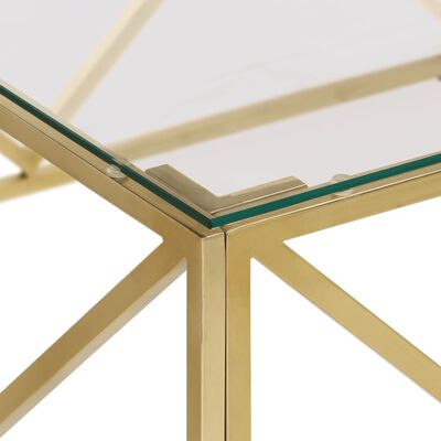 vidaXL Table basse doré acier inoxydable et verre trempé