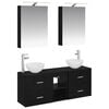 vidaXL Ensemble d'armoire de salle de bain 5 pc Ch&ecirc;ne noir