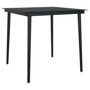 vidaXL Table &agrave; d&icirc;ner de jardin Noir 80x80x74 cm Acier et verre