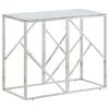 vidaXL Table console argent&eacute; acier inoxydable et verre tremp&eacute;