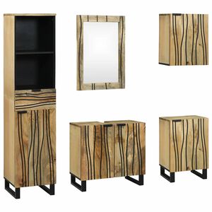 vidaXL Ensemble de mobilier de salle de bain avec tiroir 5 pcs Marron
