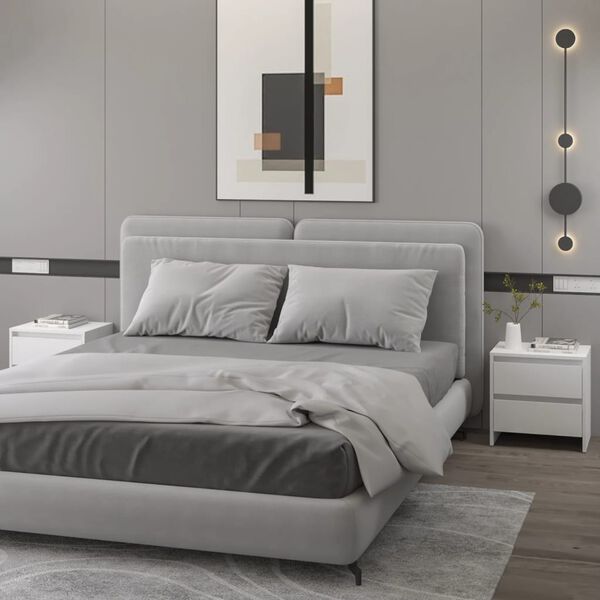 vidaXL Tables de chevet 2 pcs blanc 45x34,5x44,5 cm bois d&rsquo;ing&eacute;nierie