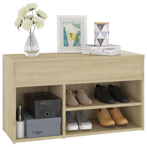 vidaXL Banc &agrave; chaussures Ch&ecirc;ne sonoma 80x30x45 cm Bois d'ing&eacute;nierie