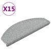 vidaXL Tapis d'escalier 15 pi&egrave;ces 65 x 24 x 4 cm Gris clair Demi-rond Grand