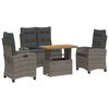 vidaXL Ensemble &agrave; manger jardin 4pcs et coussins Gris R&eacute;sine tress&eacute;e