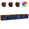 vidaXL Meubles TV avec lumi&egrave;res LED 2 pcs ch&ecirc;ne fum&eacute; 100x30x30 cm