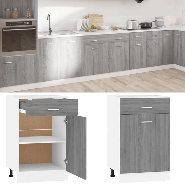 vidaXL Armoire &agrave; tiroirs inf&eacute;rieure "Lyon" Gris Sonoma 50 x 46 x 81,5 cm Bois d'ing&eacute;nierie