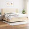 vidaXL Sommier &agrave; lattes de lit avec matelas Cr&egrave;me 200x200 cm Tissu