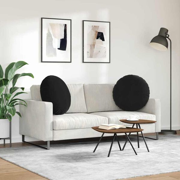 vidaXL Coussins de si&egrave;ge 2 pcs Noir &Oslash; 80 x 29 cm Velours