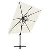 vidaXL Parasol de jardin en porte-&agrave;-faux &agrave; double toit sable