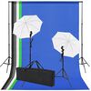 vidaXL Kit de studio photo 5 toiles de fond color&eacute;es et 2 ombrelles