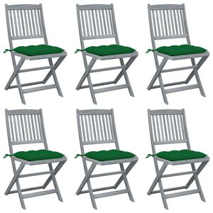 vidaXL Chaises pliantes 6 pi&egrave;ces avec coussins en bois d'acacia massif