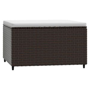 vidaXL Repose-pied de jardin avec coussin marron r&eacute;sine tress&eacute;e