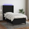 vidaXL Sommier &agrave; lattes de lit matelas et LED Noir 100x200 cm Tissu