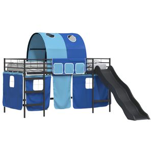 vidaXL Lit mezzanine pour enfants Noir et Bleu 79,5 x 200 cm M&eacute;tал