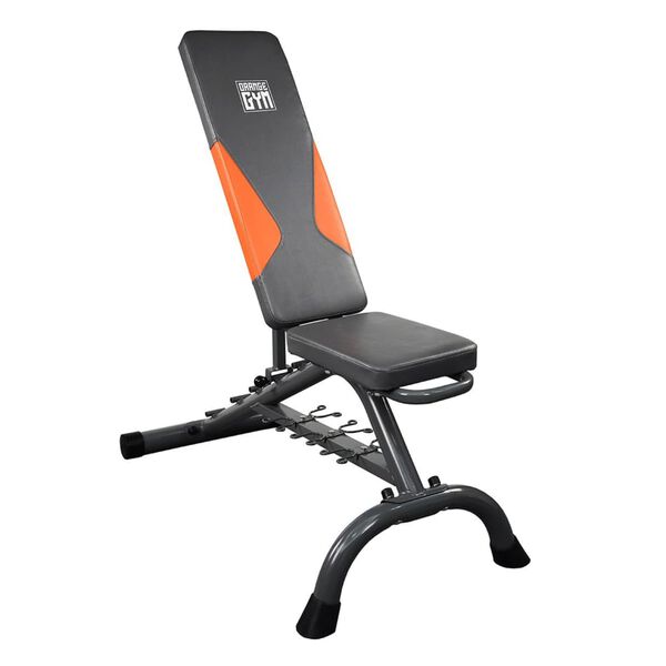 Orange Gym Banc de musculation avec halt&egrave;res Aluminium Gris et orange