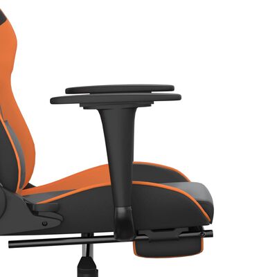 vidaXL Chaise de jeu avec repose-pied Noir et orange Similicuir