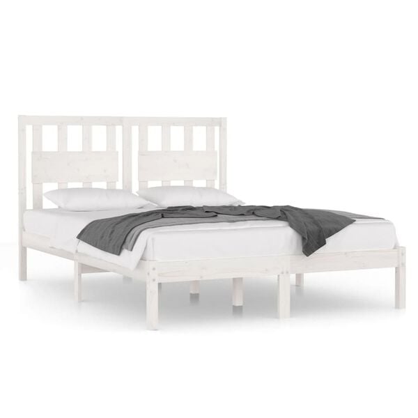 vidaXL Cadre de lit sans matelas blanc bois massif 120x200 cm