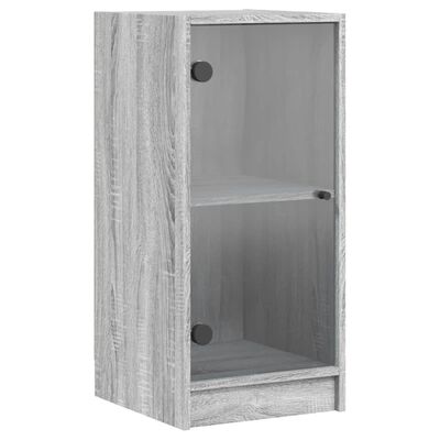 vidaXL Armoire latérale avec portes en verre sonoma gris 35x37x75,5 cm