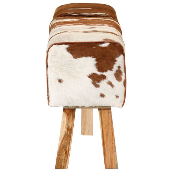 vidaXL Banc marron et blanc 160x28x50 cm cuir de ch&egrave;vre v&eacute;ritable
