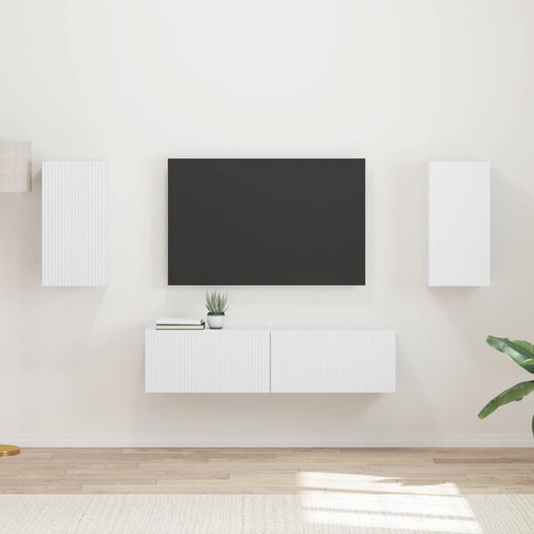 vidaXL Ensemble meuble TV 4 pcs Blanc Bois d'ing&eacute;nierie