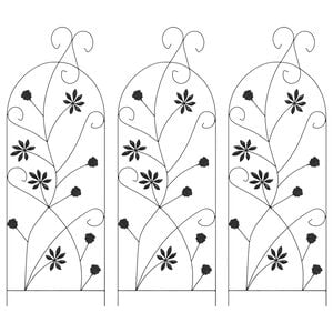 vidaXL Cl&ocirc;ture de jardin 3 pc Noir 112 x 39,5 cm Acier