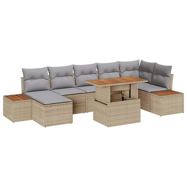 vidaXL Ensemble de salle &agrave; manger pour jardin 8 pcs Beige et gris