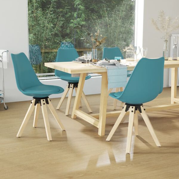 vidaXL Chaises &agrave; manger pivotantes lot de 4 turquoise PP