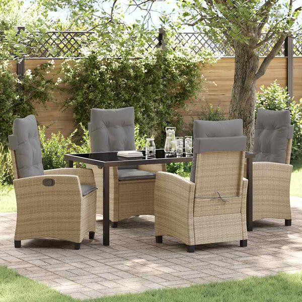 vidaXL Ensemble de salle &agrave; manger pour jardin 5 pcs Beige polyrotin