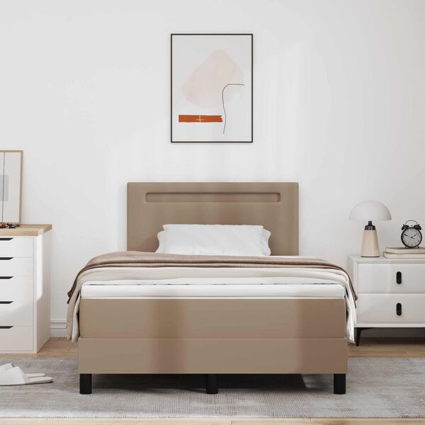 vidaXL Lit &agrave; ressorts avec matelas Cappuccino 120 x 190 cm Simili cuir