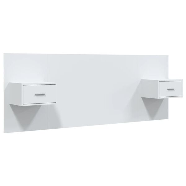vidaXL T&ecirc;te de lit avec armoires Blanc Bois d'ing&eacute;nierie