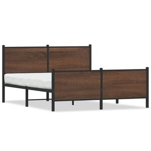 vidaXL Cadre de lit en m&eacute;tal sans matelas ch&ecirc;ne marron 150x200 cm