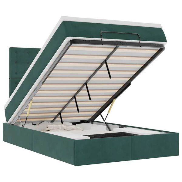 vidaXL Cadre de lit ottoman avec matelas vert fonc&eacute; 120x200 cm velours