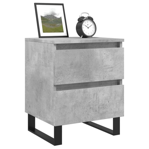 vidaXL Table de chevet gris b&eacute;ton 40x35x50 cm bois d&rsquo;ing&eacute;nierie