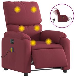 vidaXL Fauteuil de massage inclinable &eacute;lectrique Rouge bordeaux Tissu