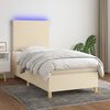 vidaXL Sommier &agrave; lattes de lit et matelas et LED Cr&egrave;me 90x200 cm Tissu
