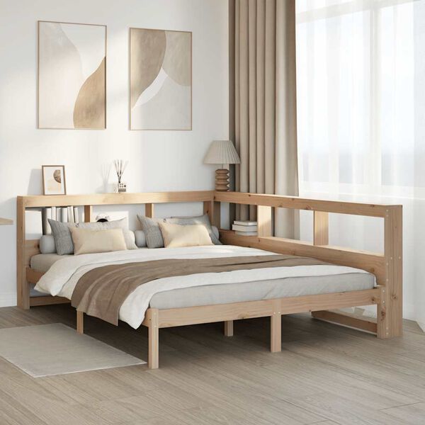 vidaXL Lit biblioth&egrave;que sans matelas 150x200 cm bois massif de pin