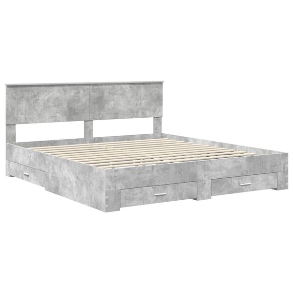 vidaXL Cadre de lit Gris b&eacute;ton 180 x 200 cm Bois d'ing&eacute;nierie