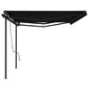 vidaXL Auvent manuel r&eacute;tractable avec poteaux 6x3,5 m Anthracite