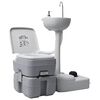 vidaXL Toilette portable de camping et support &agrave; laver les mains Gris