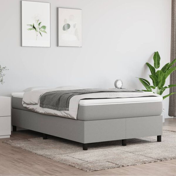 vidaXL Sommier &agrave; lattes de lit avec matelas Gris clair 120x200cm Tissu