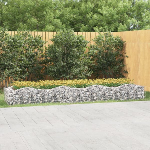 vidaXL Lit sur&eacute;lev&eacute; &agrave; gabions arqu&eacute; 400x100x50 cm Fer galvanis&eacute;