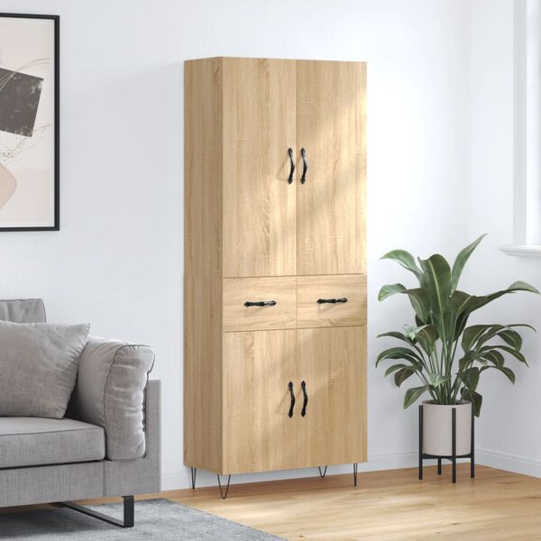vidaXL Buffet haut Ch&ecirc;ne sonoma 69,5x34x180 cm Bois d'ing&eacute;nierie