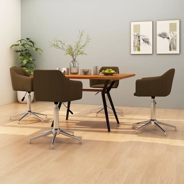 vidaXL Chaises pivotantes &agrave; manger lot de 4 marron fonc&eacute; tissu