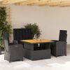 vidaXL Ensemble &agrave; manger de jardin coussins 5pcs Noir R&eacute;sine tress&eacute;e