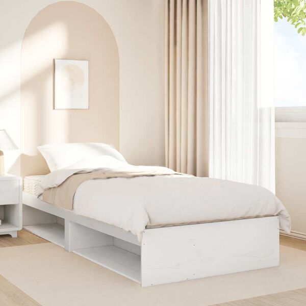 vidaXL Lit de jour avec matelas blanc 90x200 cm bois de pin massif